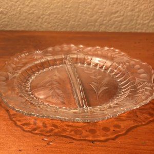 Vintage divided glass relish dish